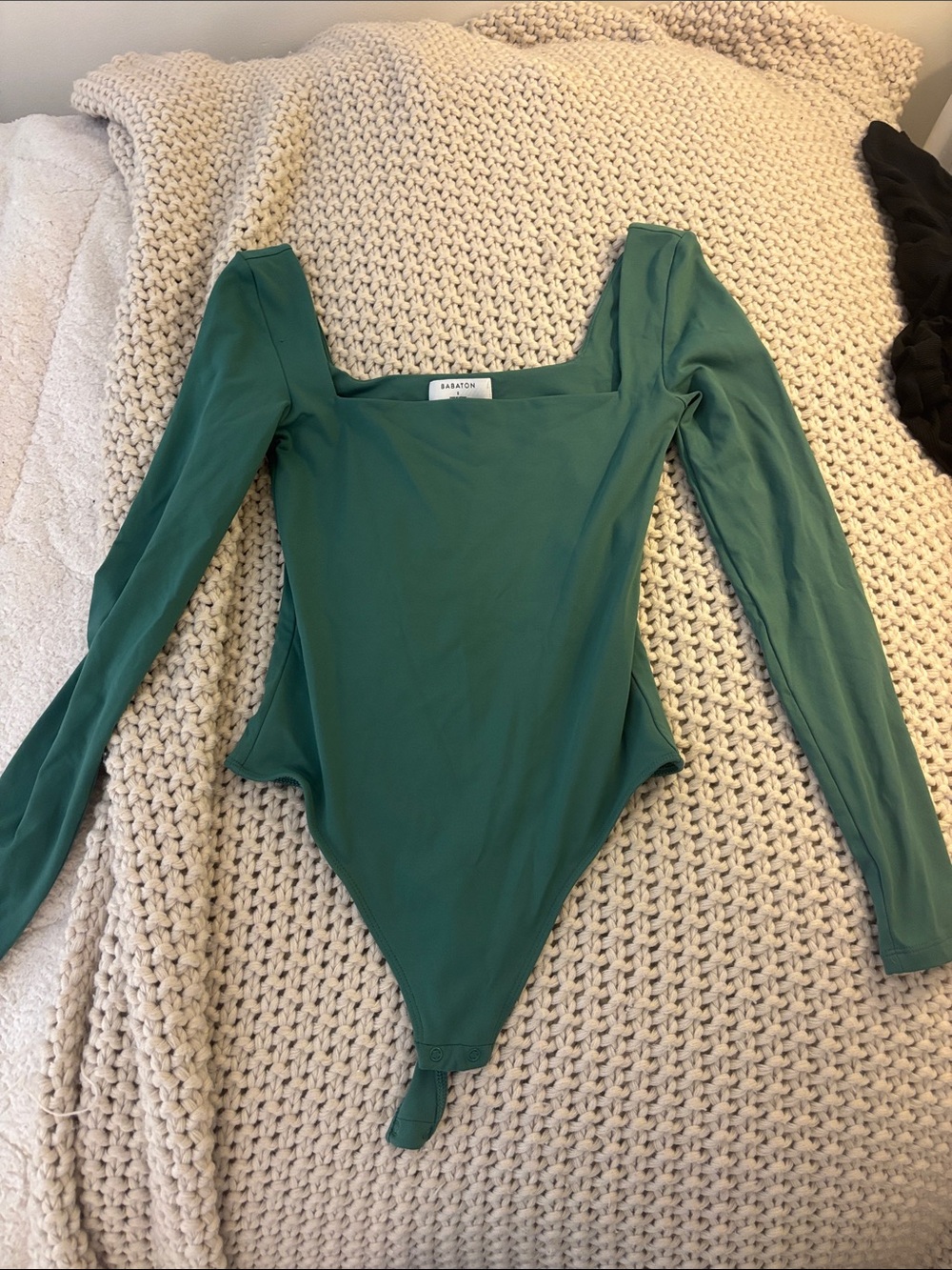 Sabo Skirt Emerald Green Long Sleeve Square Neck Bodysuit
